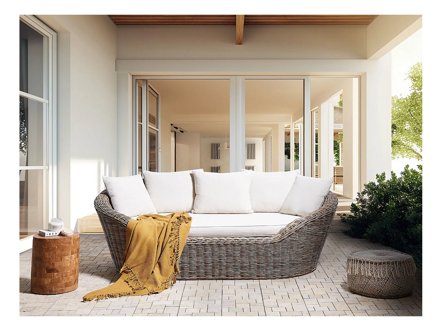 Lit de jardin CAVO Rotin Naturel