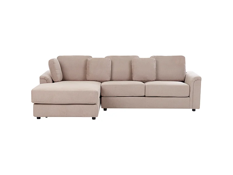 Ecksofa Stoff beige/ taupe rechtsseitig für 4 Personen L-Form Kohlo