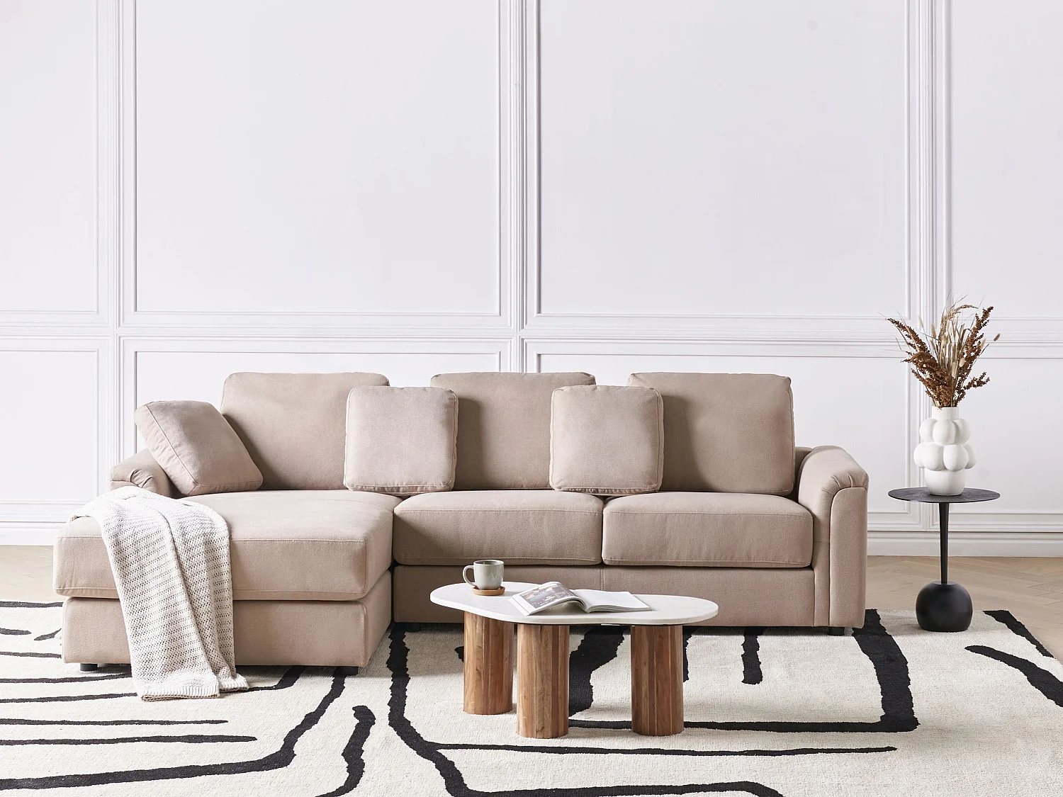 Narożnik KOHLO Beżowoszary dla 4 osób Prawostronny