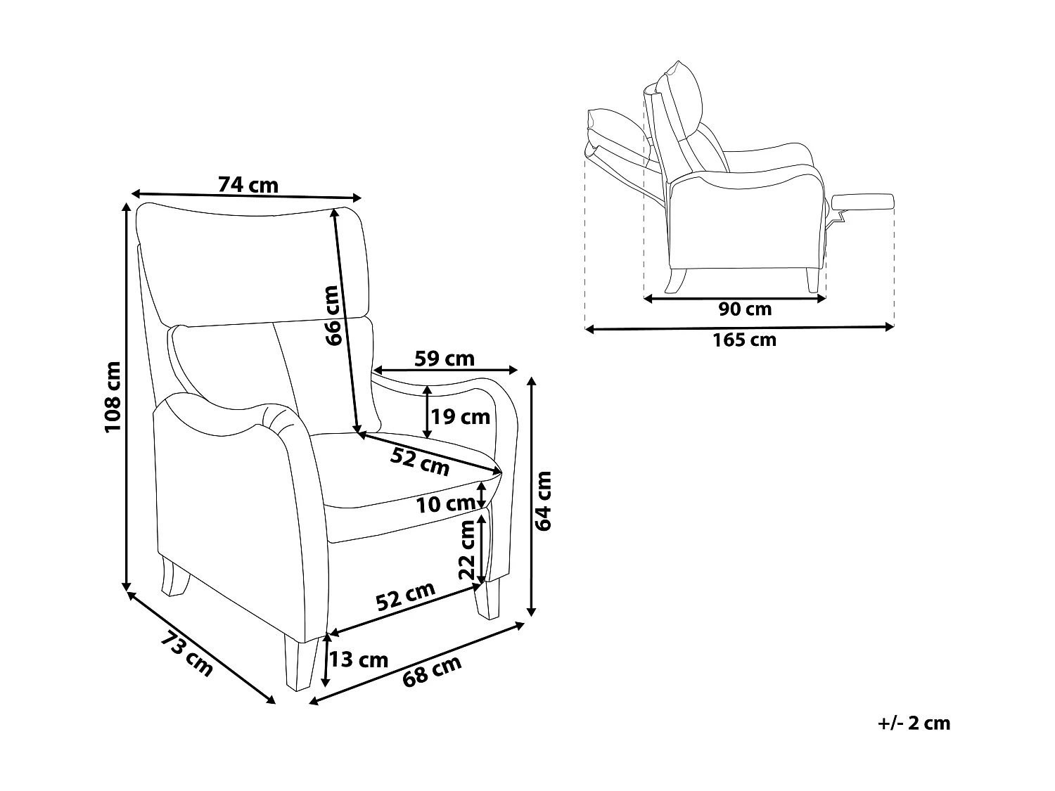 Fernsehsessel mit Armlehnen Stoffbezug grau manuell verstellbar Retro ROYSTON