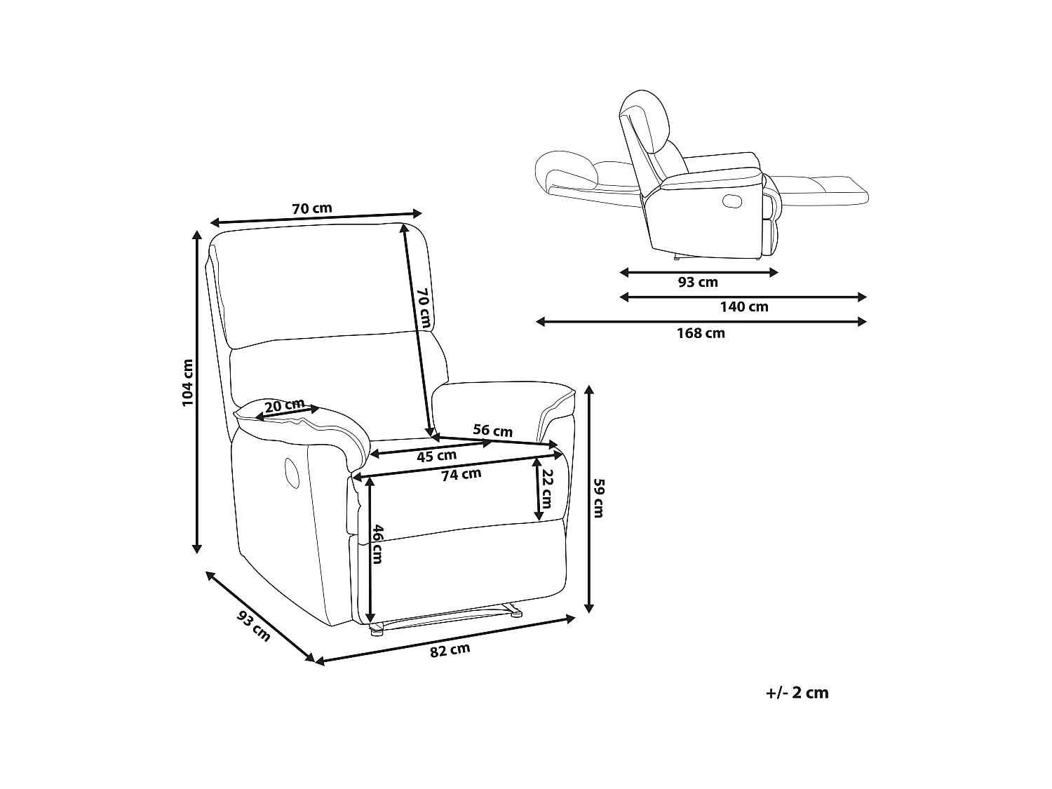 Relaxfauteuil EVERTON Grijs
