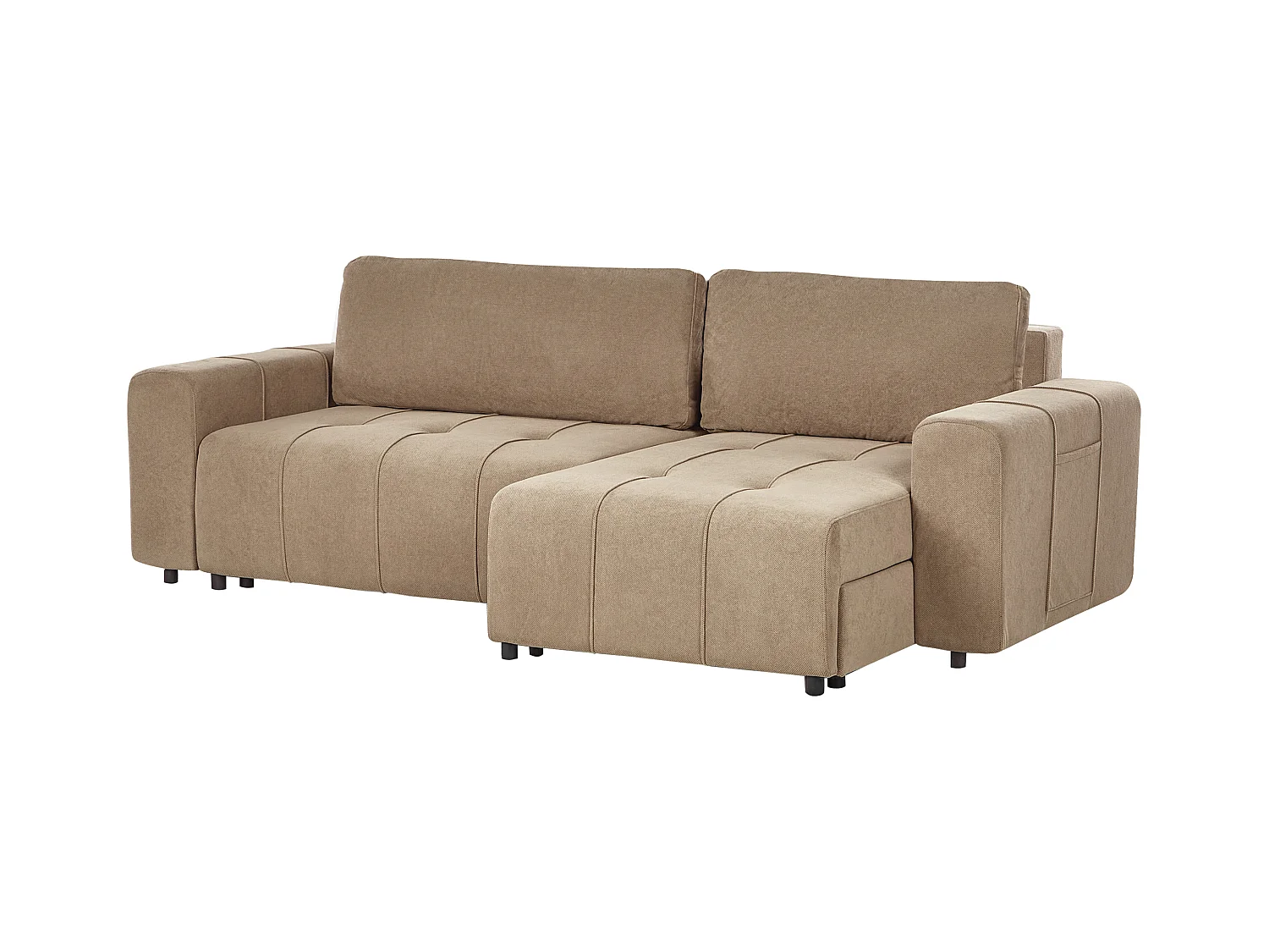 Canapé-lit d'angle 3 places INNVIK Tissu Marron Côté droite