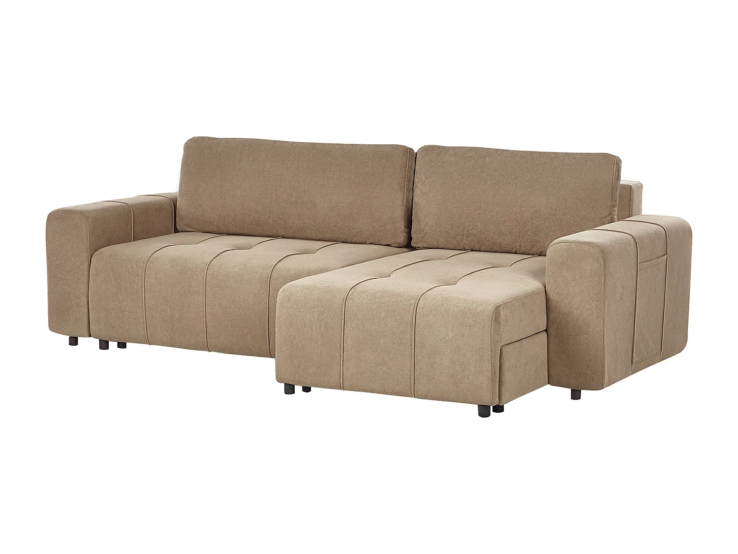 Ecksofa linksseitig Stoff braun 3-Sitzer mit Schlaffunktion Stauraum Innvik