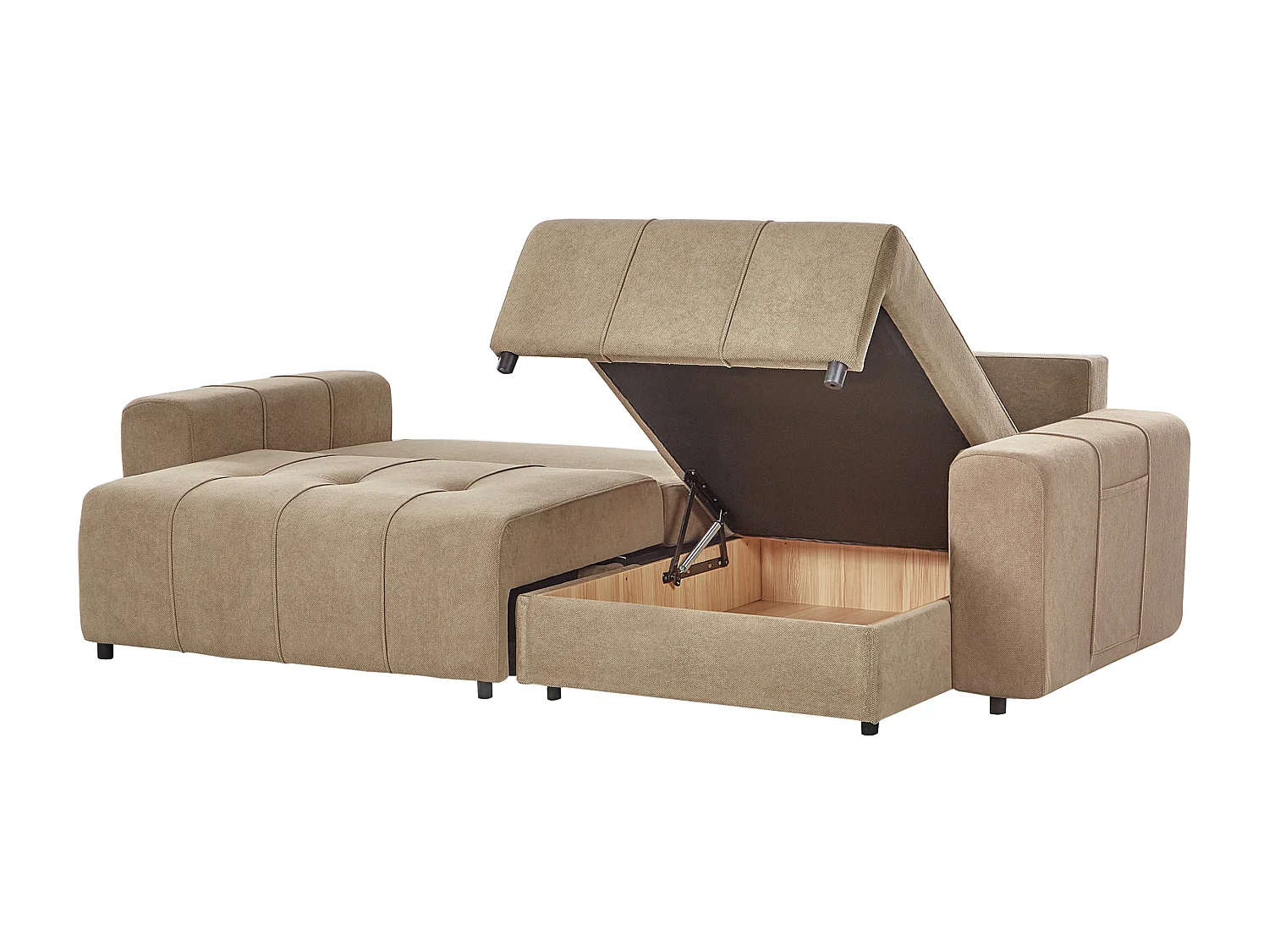 Ecksofa linksseitig Stoff braun 3-Sitzer mit Schlaffunktion Stauraum Innvik