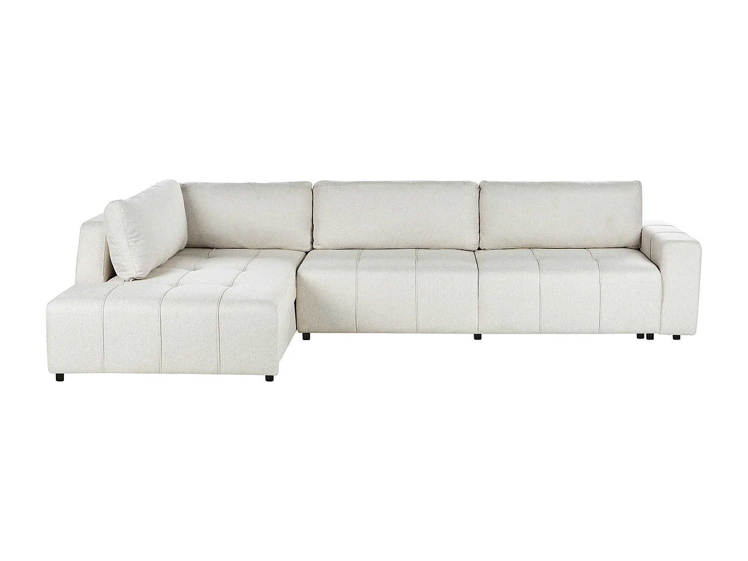 Canapé-lit d'angle 4 places INNVIK Tissu Beige clair avec rangement Côté droit