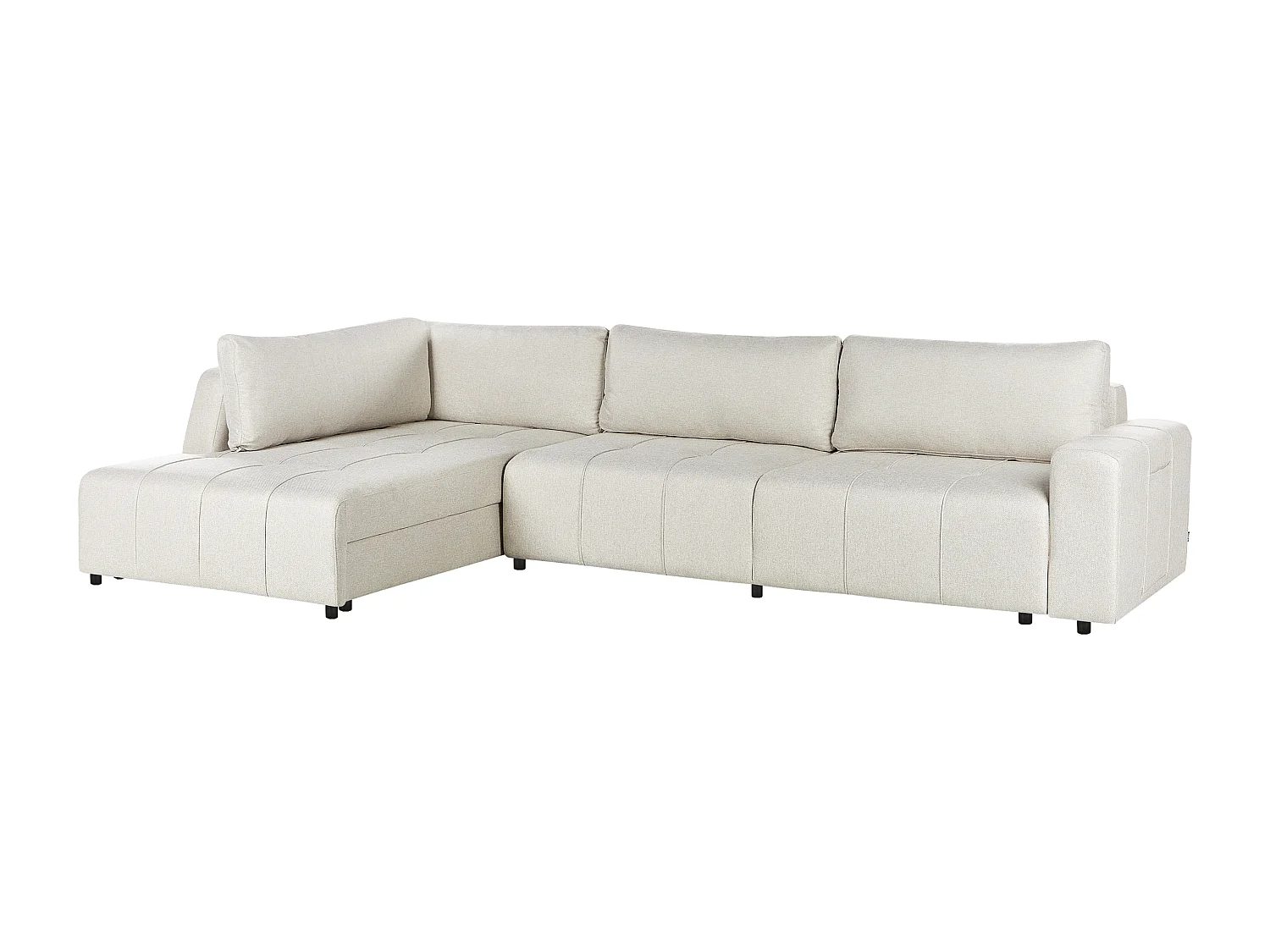 Canapé-lit d'angle 4 places INNVIK Tissu Beige clair avec rangement Côté droit