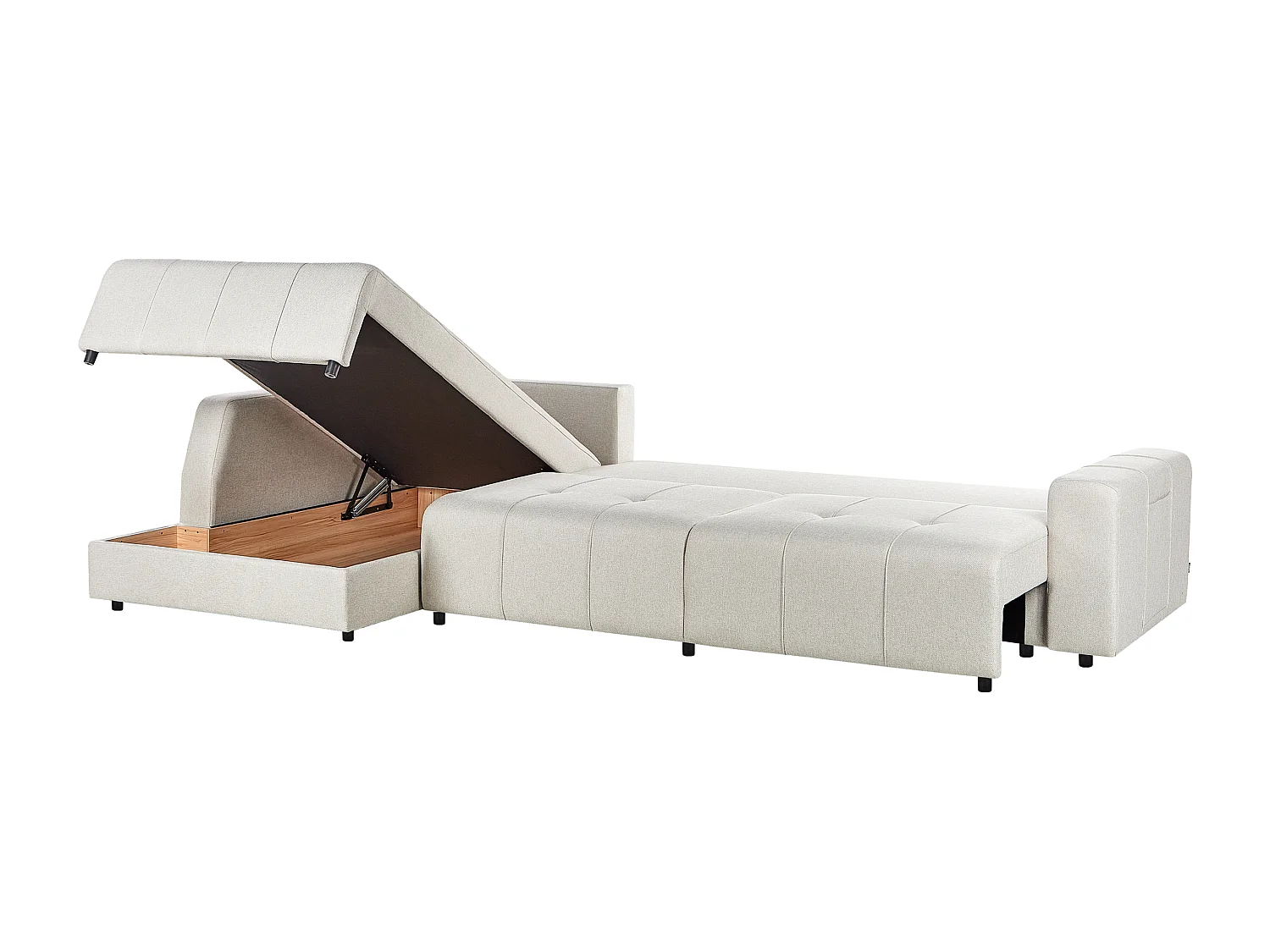 Canapé-lit d'angle 4 places INNVIK Tissu Beige clair avec rangement Côté droit