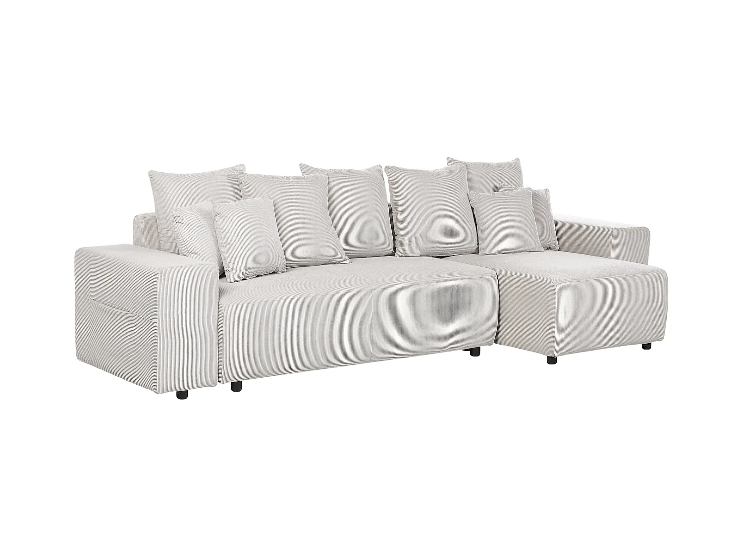 Sofá cama esquinero LUSPA Pana Beige claro con almacenaje 3 plazas Izquierda
