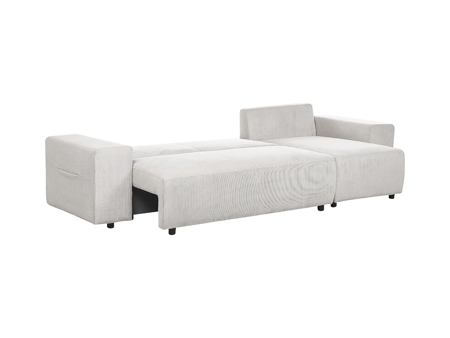 Sofá cama esquinero LUSPA Pana Beige claro con almacenaje 3 plazas Izquierda