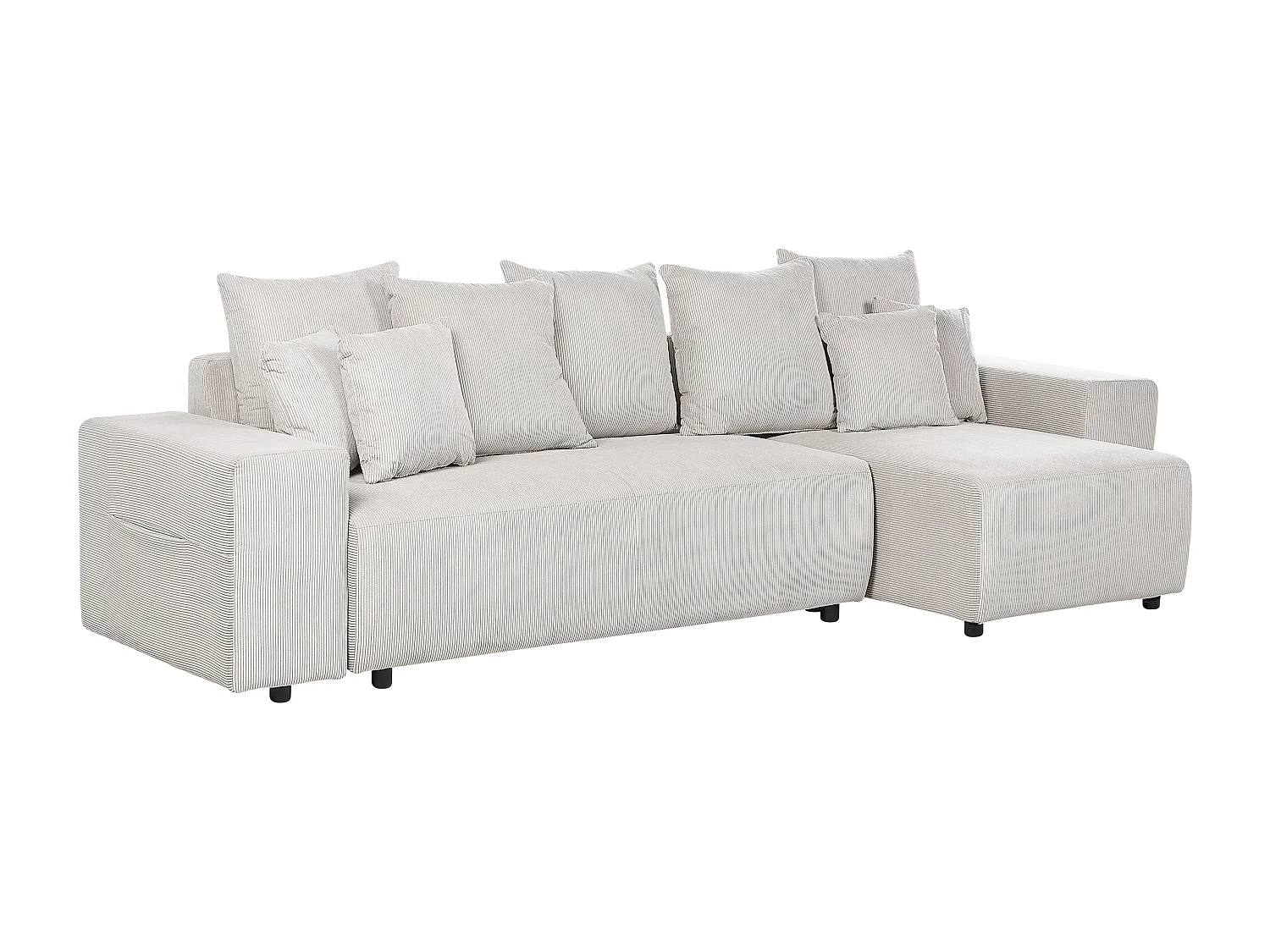 Hoekslaapbank LUSPA Corduroy Lichtbeige met opbergruimte 3-zitter Linkerzijde