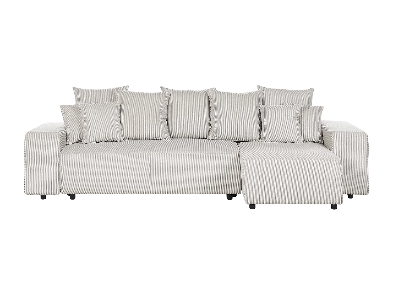 Hoekslaapbank LUSPA Corduroy Lichtbeige met opbergruimte 3-zitter Linkerzijde