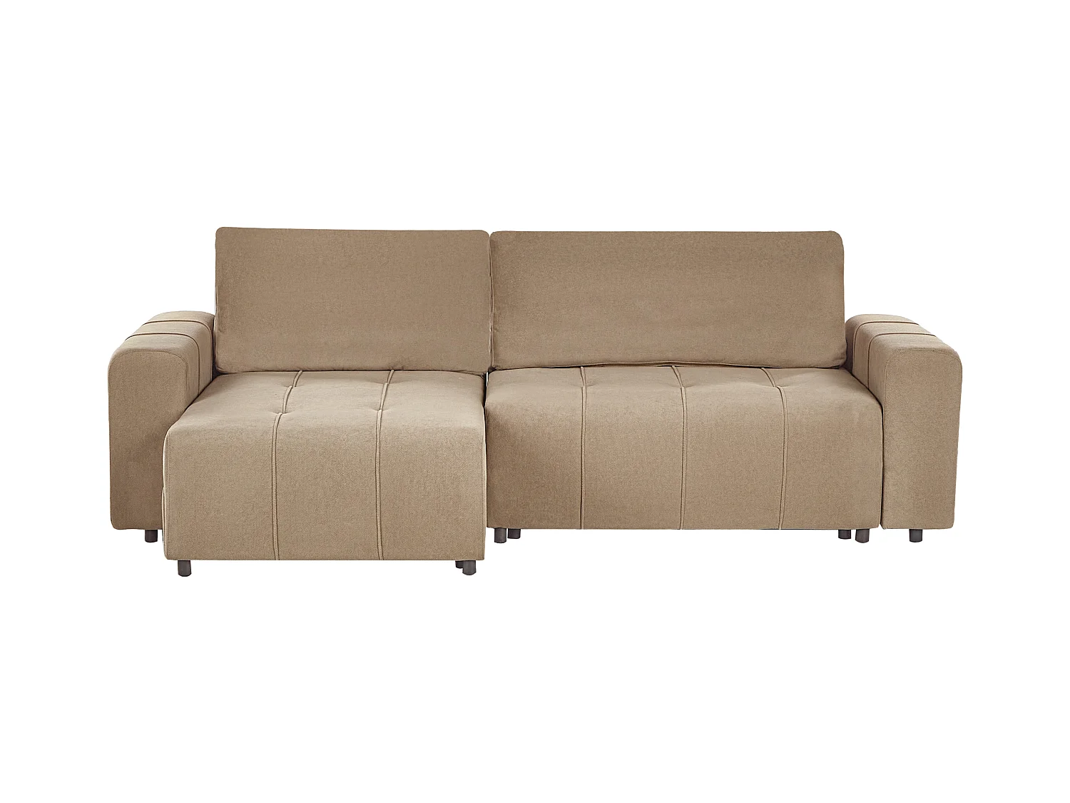 Canapé-lit d'angle 3 places INNVIK Tissu Marron avec rangement Côté droit