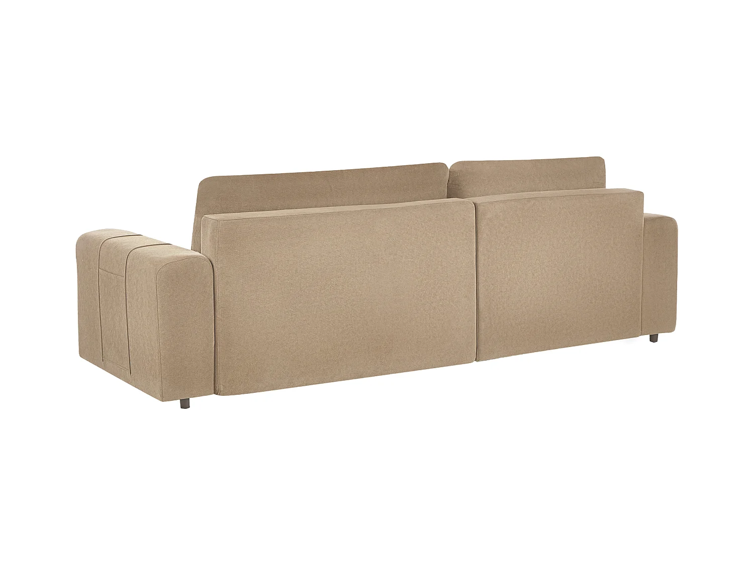 Canapé-lit d'angle 3 places INNVIK Tissu Marron avec rangement Côté droit