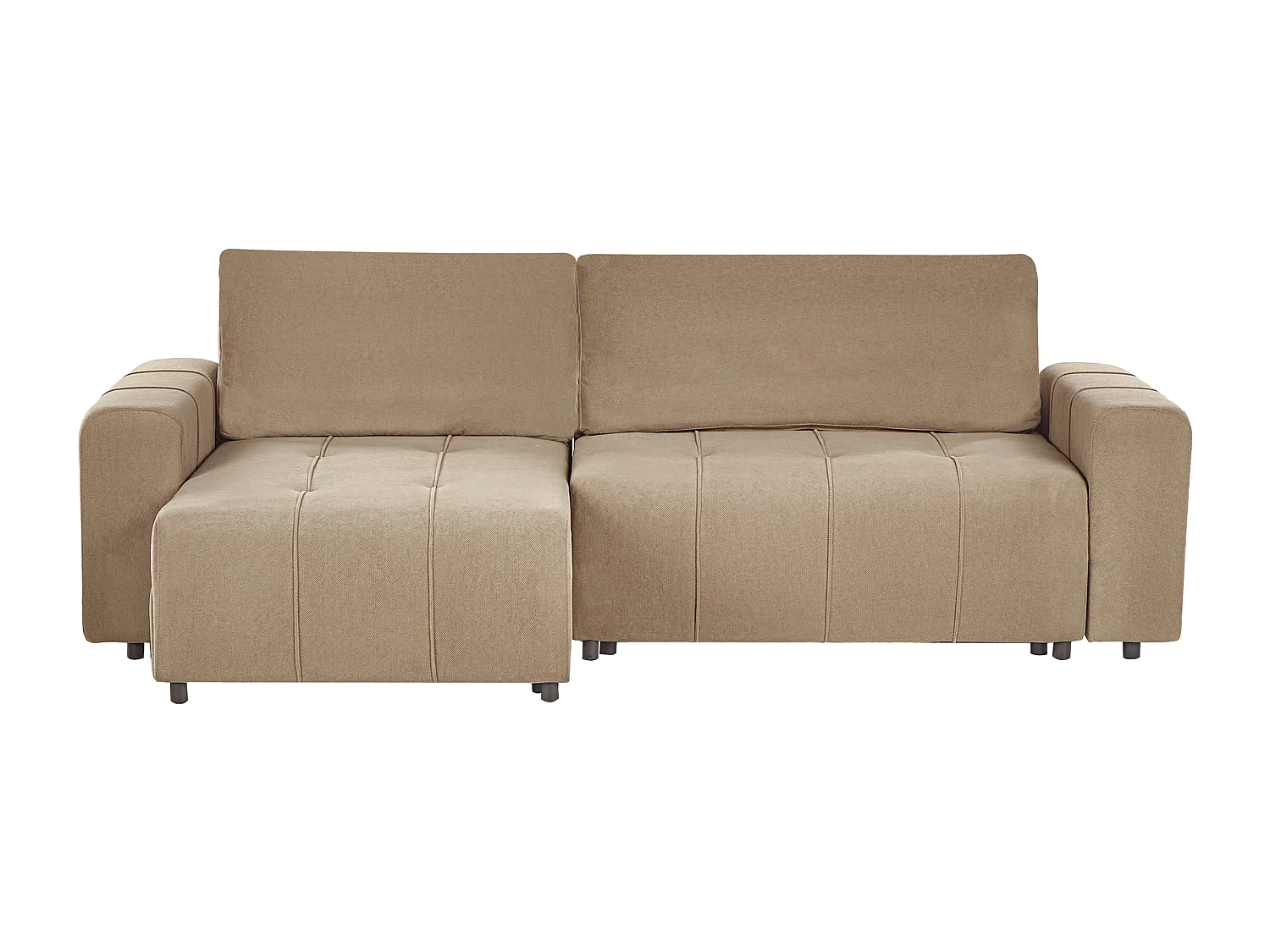 Canapé-lit d'angle 3 places INNVIK Tissu Marron avec rangement Côté droit