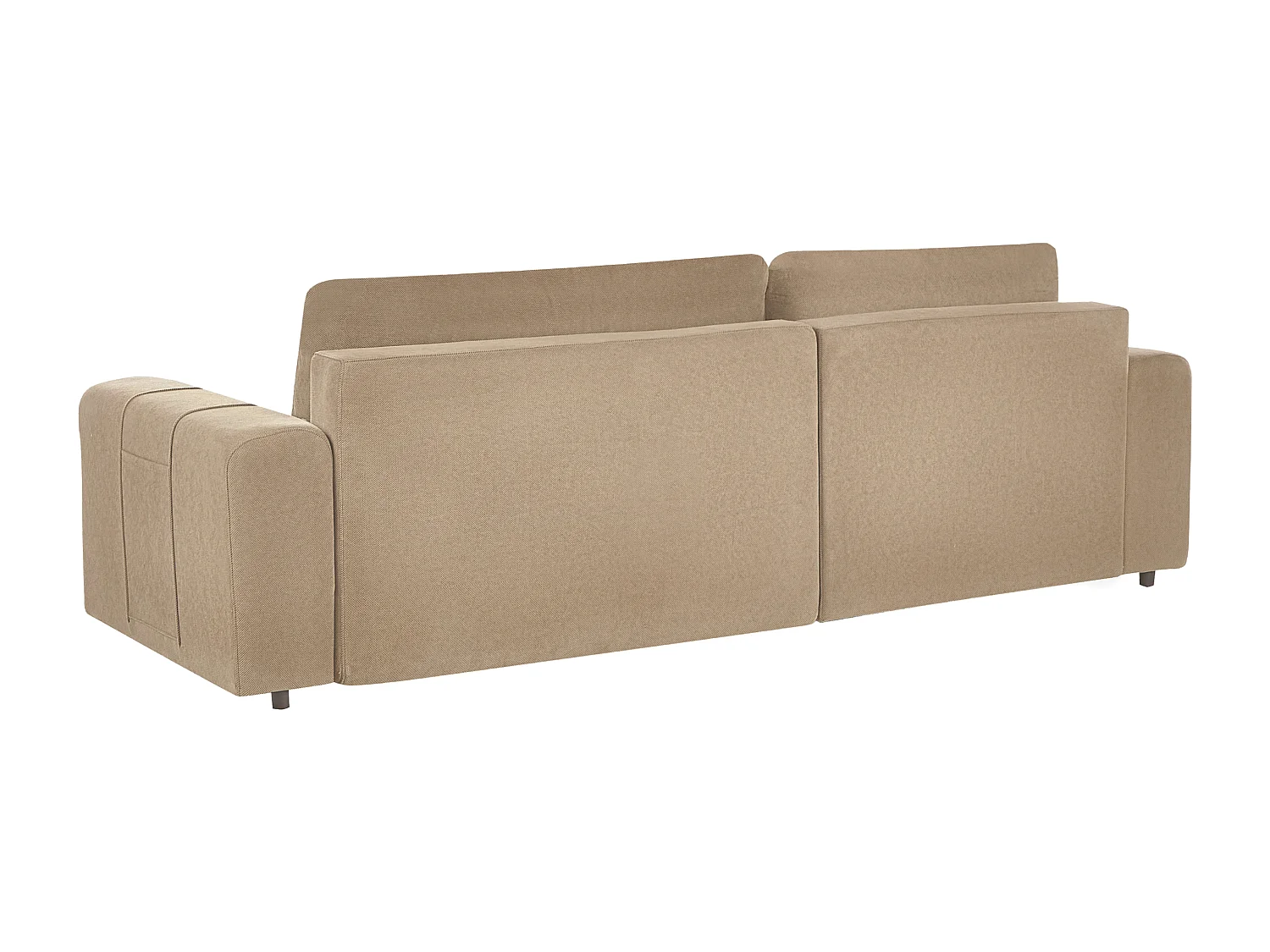 Canapé-lit d'angle 3 places INNVIK Tissu Marron avec rangement Côté droit