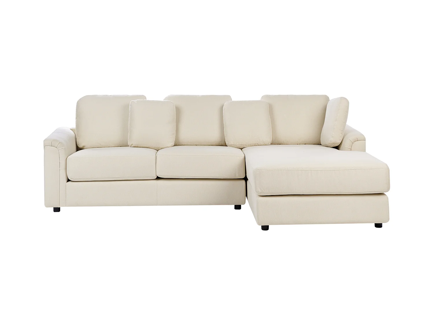 Canapé d'Angle à droite Moderne en Tissu Pieds en Plastique Beige Clair Kohlo