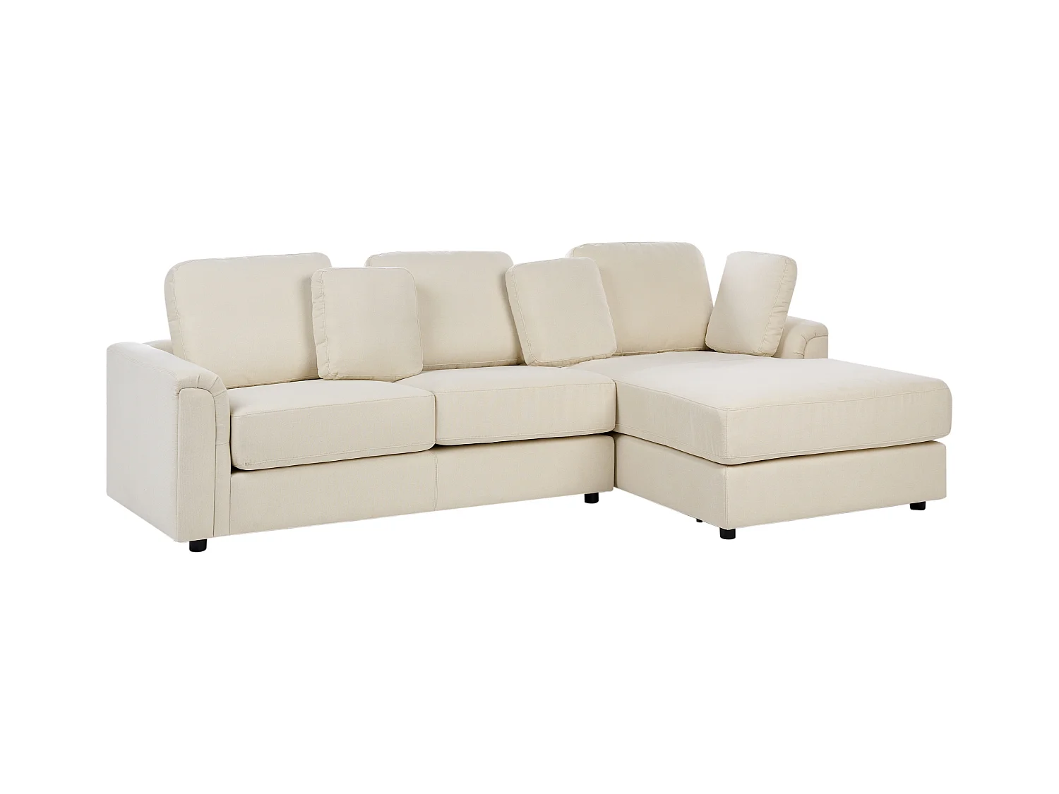 Canapé d'Angle à droite Moderne en Tissu Pieds en Plastique Beige Clair Kohlo