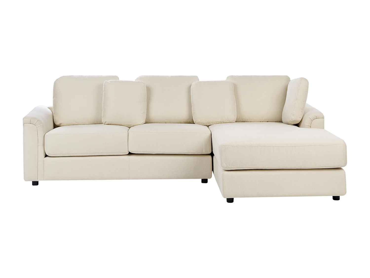 Canapé d'Angle à droite Moderne en Tissu Pieds en Plastique Beige Clair Kohlo