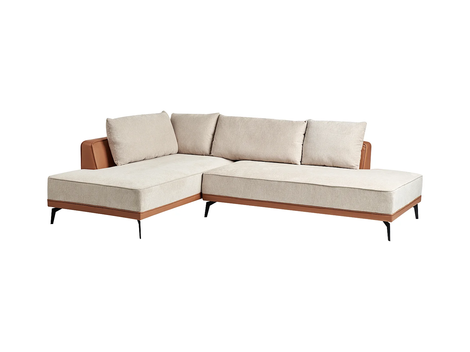 Sofá de canto MYKEN Tecido Creme claro 3 lugares à direita
