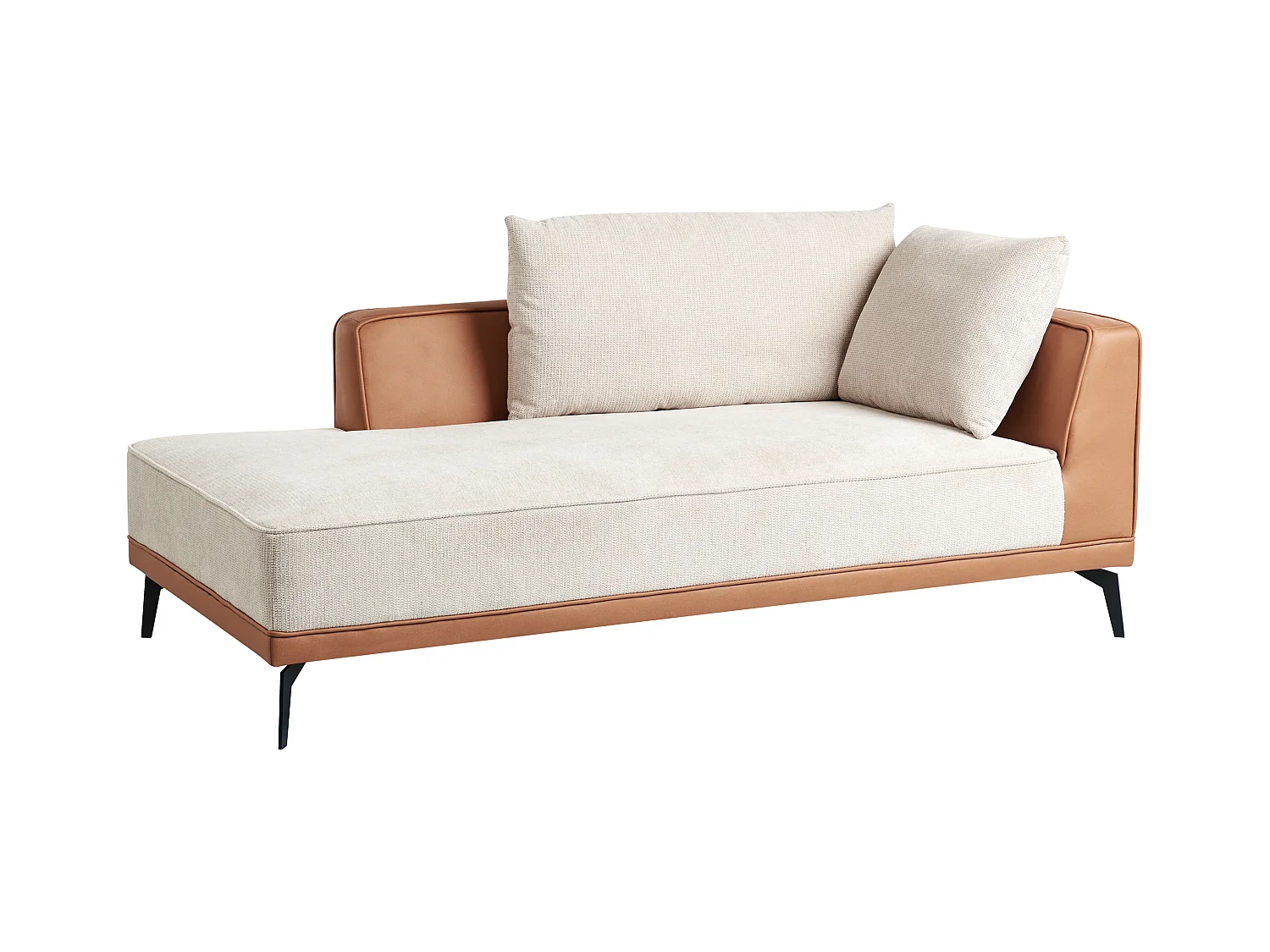 Sofá de canto MYKEN Tecido Creme claro 3 lugares à direita