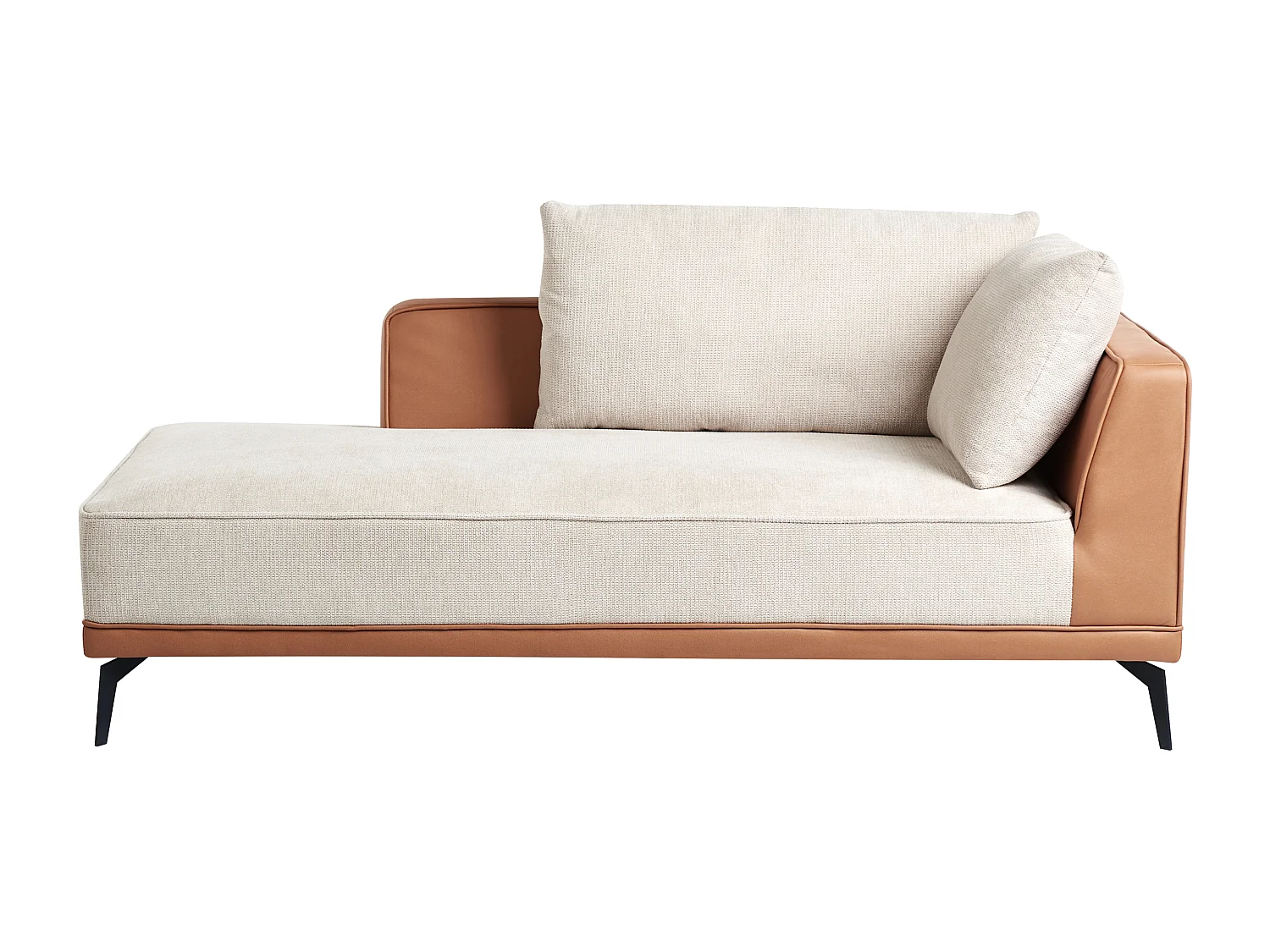 Ecksofa Stoff Kunstleder rechtsseitig 3-Sitzer modular beige / braun Myken