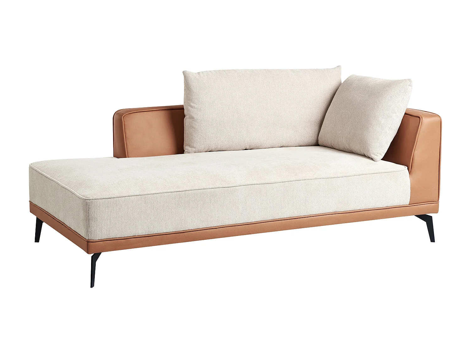Ecksofa Stoff Kunstleder rechtsseitig 3-Sitzer modular beige / braun Myken