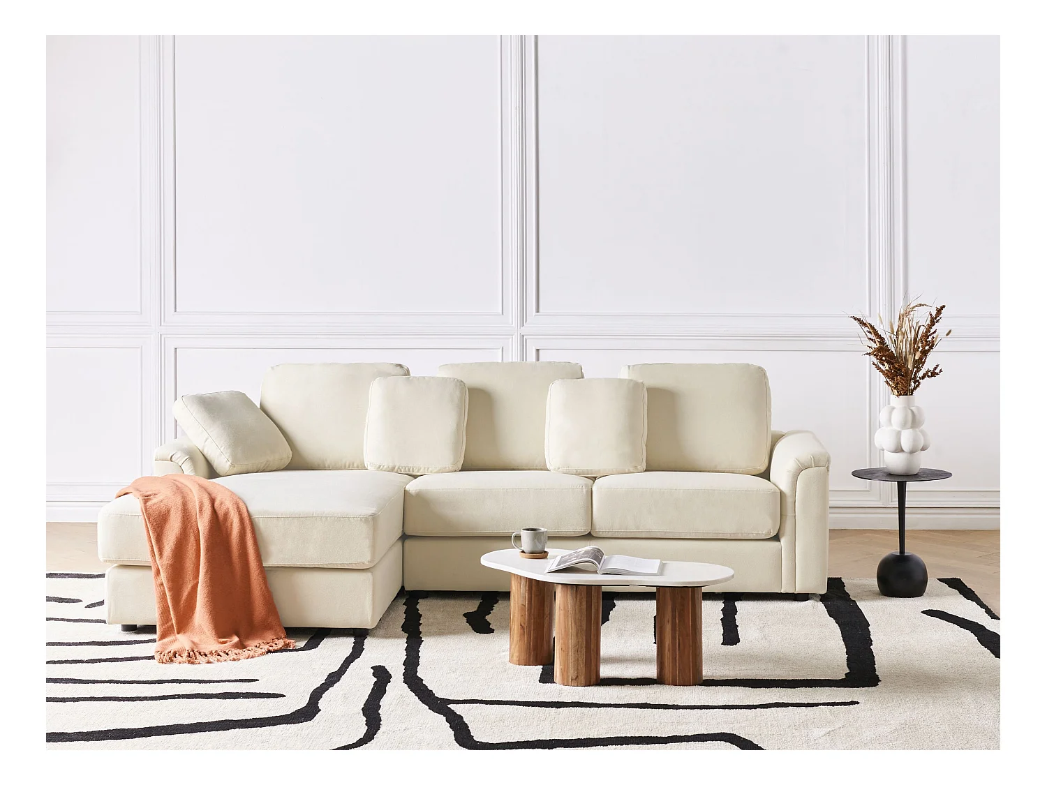 Narożnik KOHLO Jasnobeżowy dla 4 osób Prawostronny