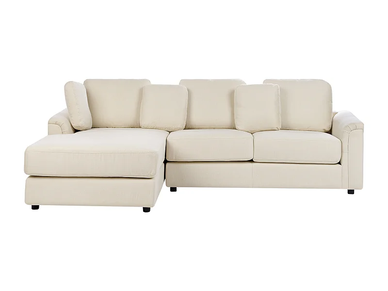 Canapé d'Angle à gauche Moderne en Tissu Pieds en Plastique Beige Clair Kohlo