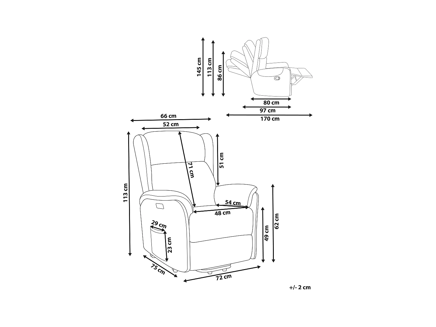 Elektrische relaxfauteuil ELEGY Stof Taupe