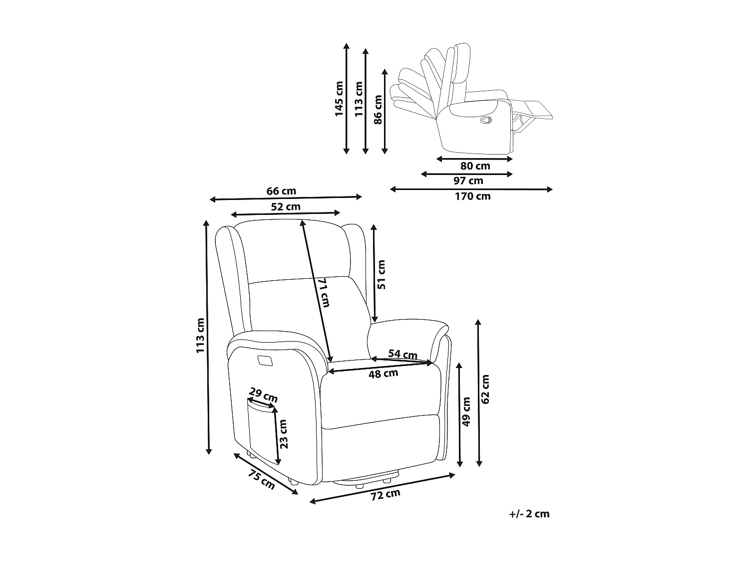 Fauteuil inclinable électrique ELEGY Repose-pieds inclus Tissu Taupe