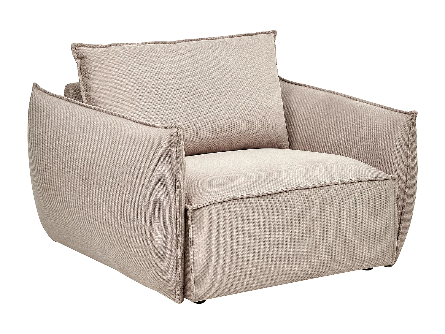 Sessel Stoff beige/taupe mit tiefem und breitem Sitz Kissen gepolstert Kunes