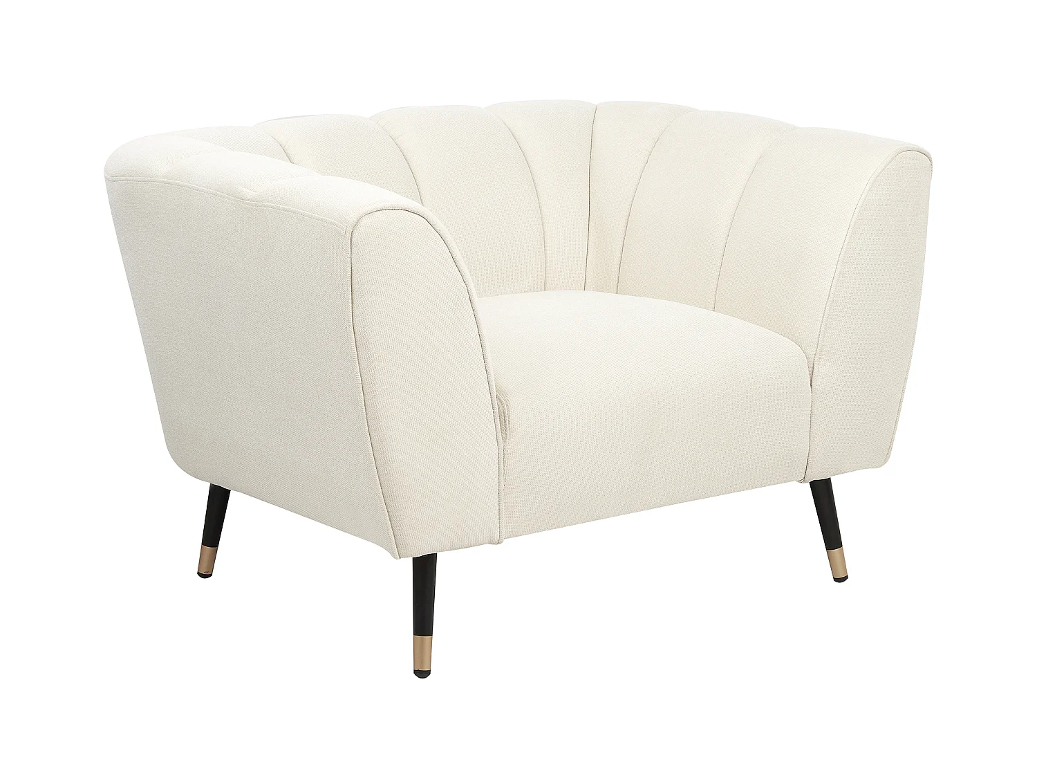 Sessel Stoff hellbeige mit tiefem und breitem Sitz Kissen gepolstert gemütlich Orsta