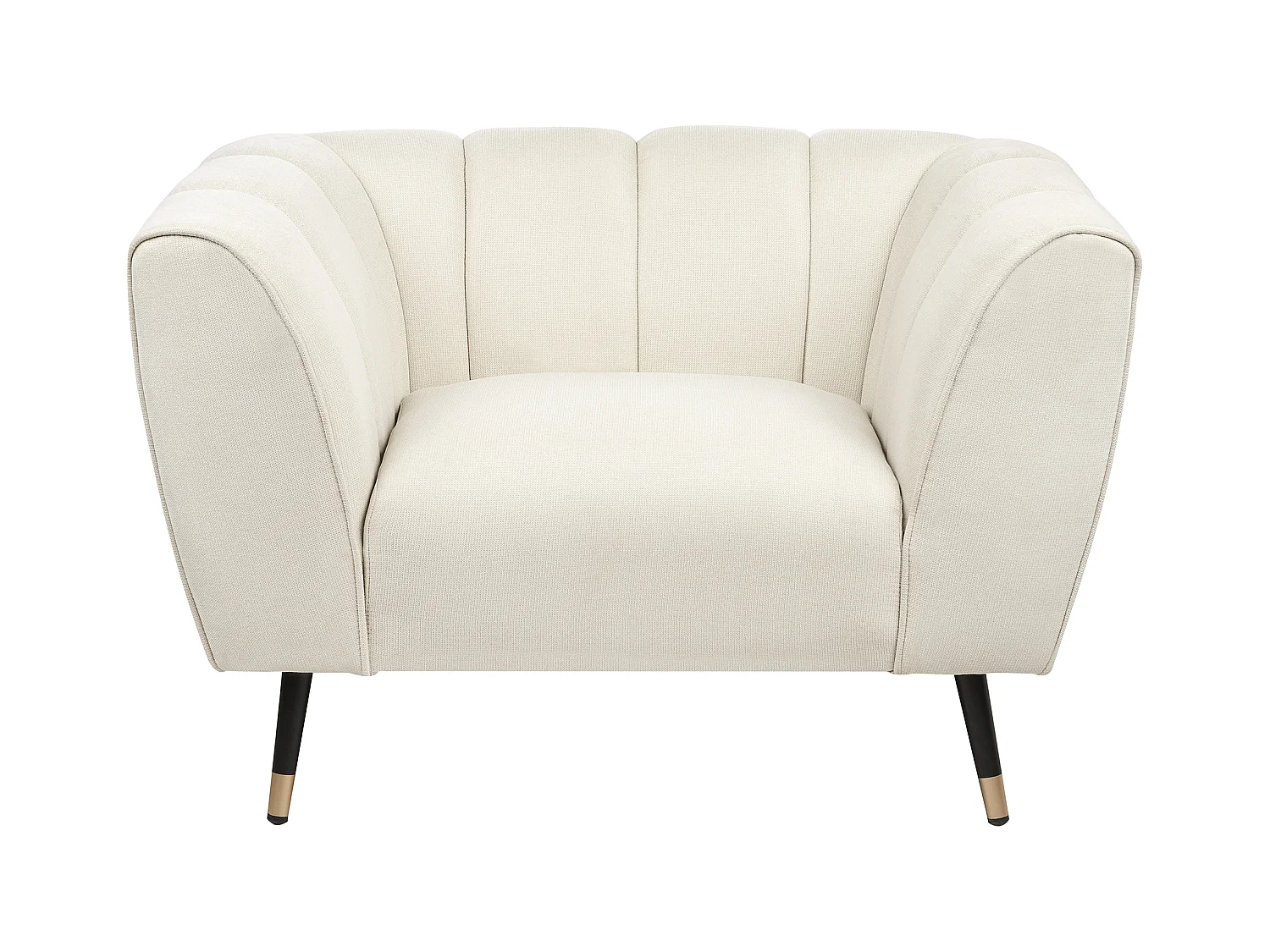 Sessel Stoff hellbeige mit tiefem und breitem Sitz Kissen gepolstert gemütlich Orsta