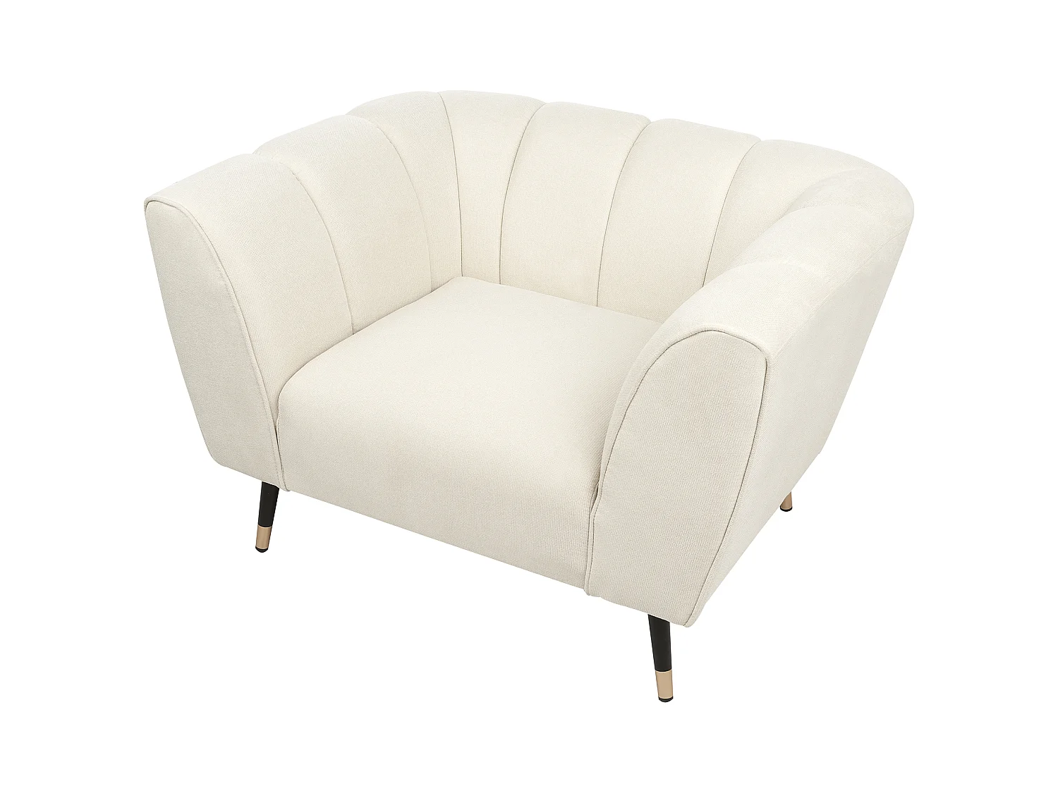 Sessel Stoff hellbeige mit tiefem und breitem Sitz Kissen gepolstert gemütlich Orsta