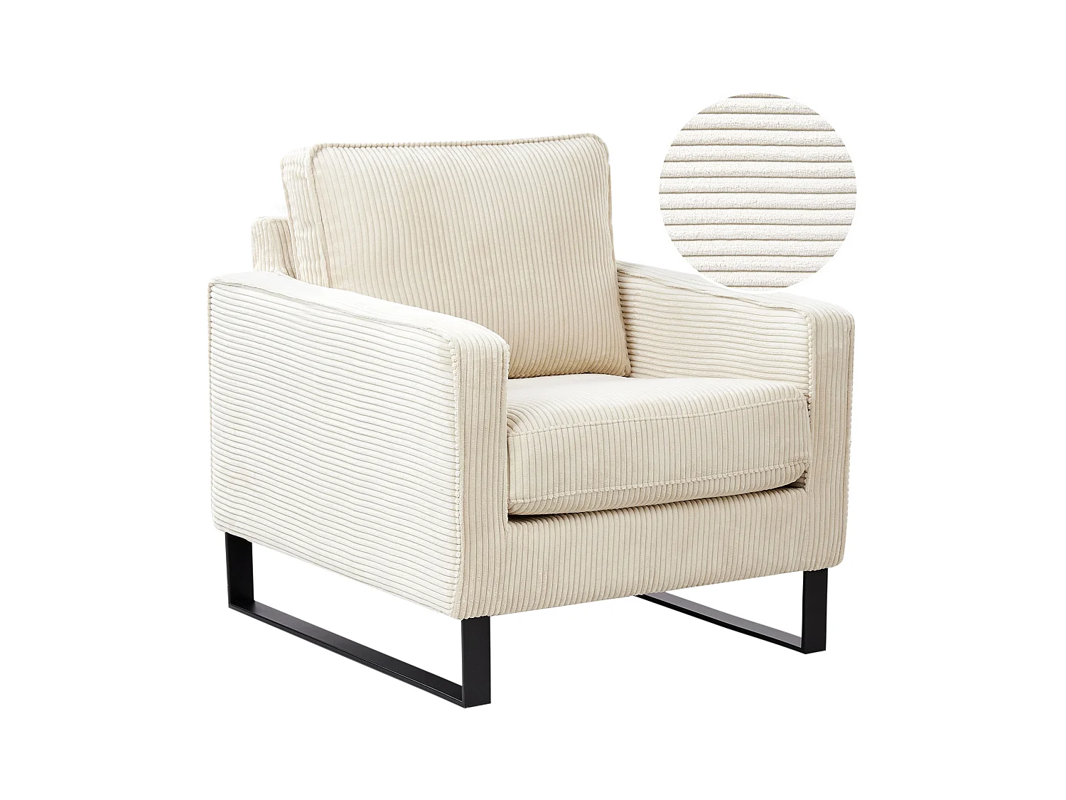 Fauteuil VIND Velours côtelé Beige clair