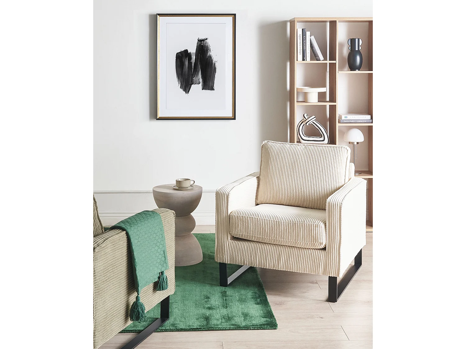 Fauteuil VIND Velours côtelé Beige clair