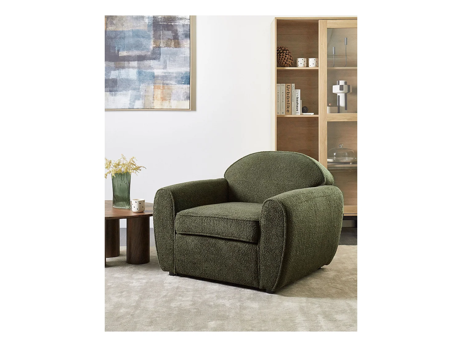 Fauteuil ELLEDE Bouclé Vert foncé