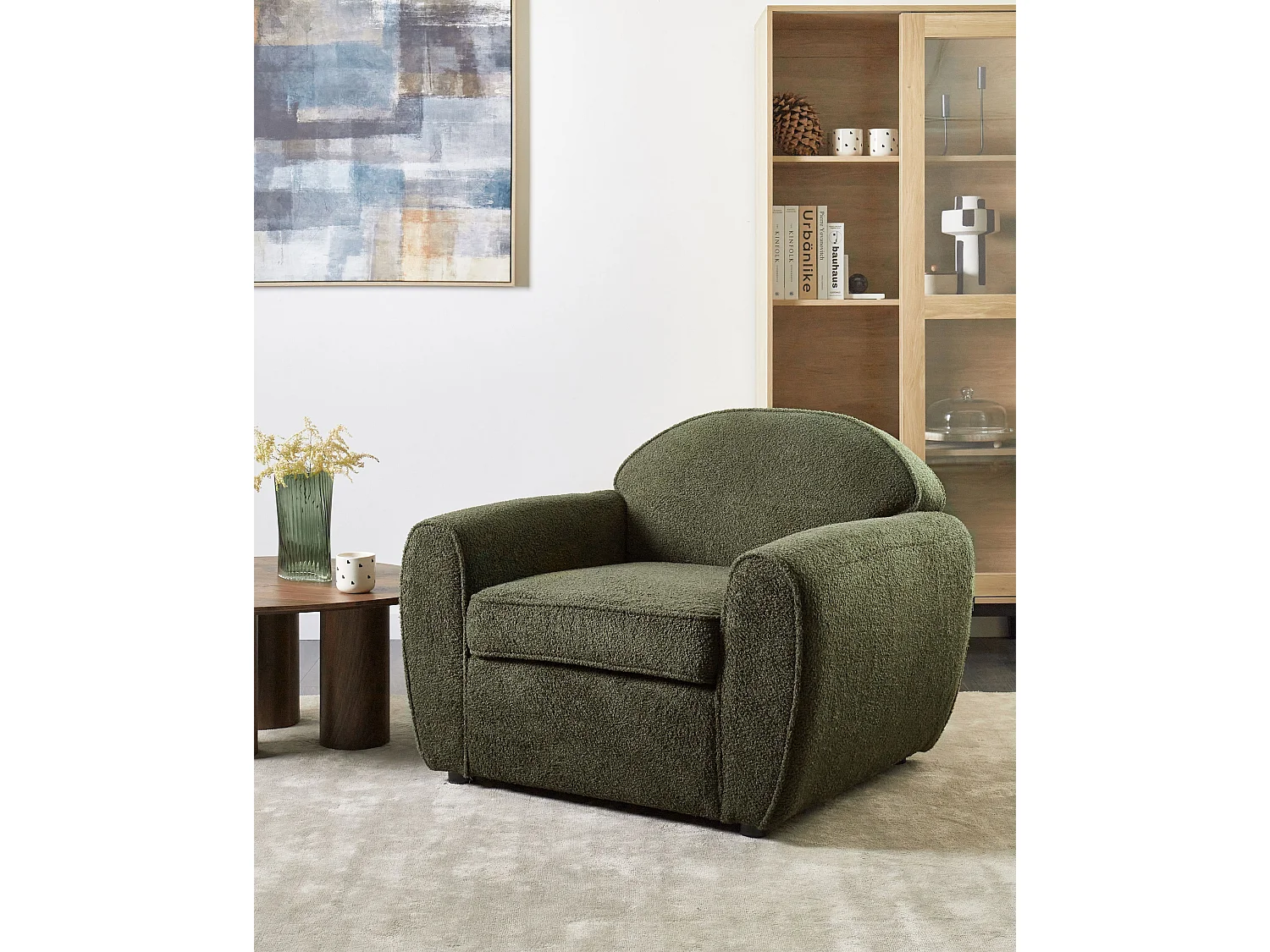 Fauteuil ELLEDE Bouclé Vert foncé