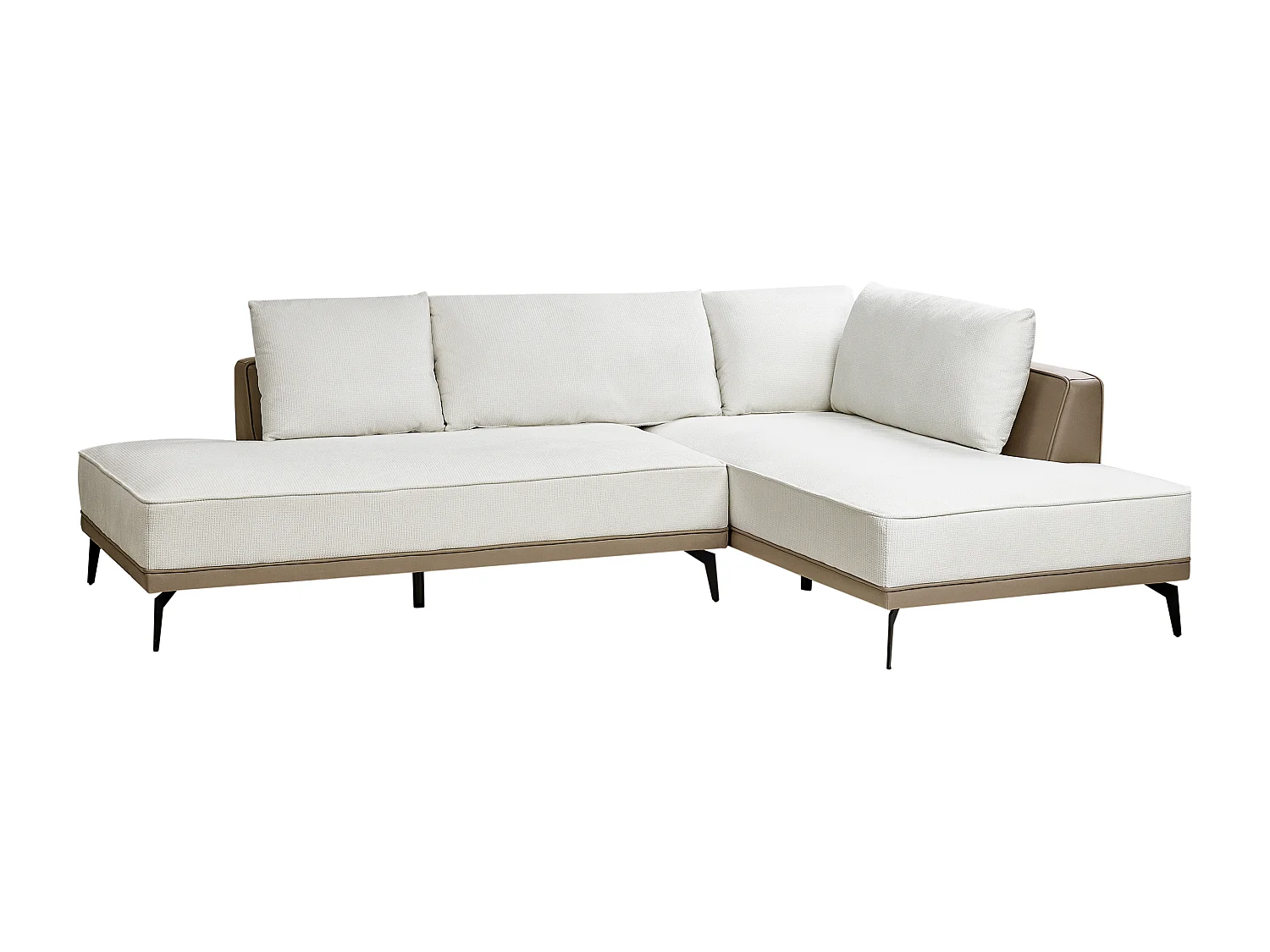 Ecksofa MYKEN Stoff Cremeweiss 3-Sitzer linksseitig