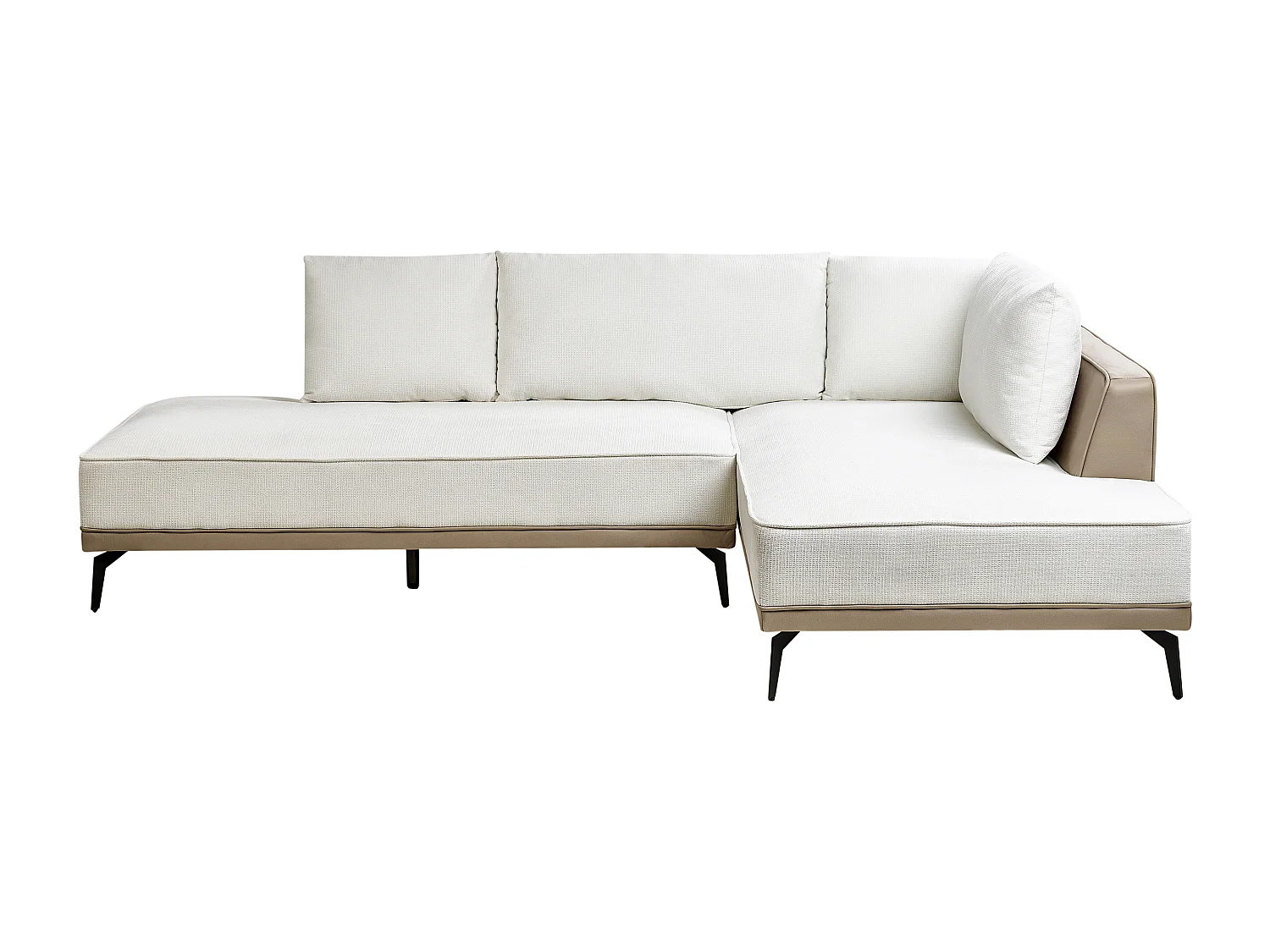 Sofá esquinero MYKEN Tela Blanco crema 3 plazas Izquierda