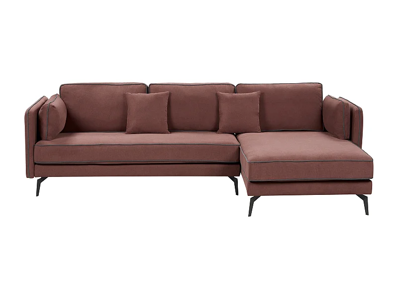 3-Sitzer Ecksofa Stoff rot linksseitig mit schwarzen Metallfüßen Kissen Altan