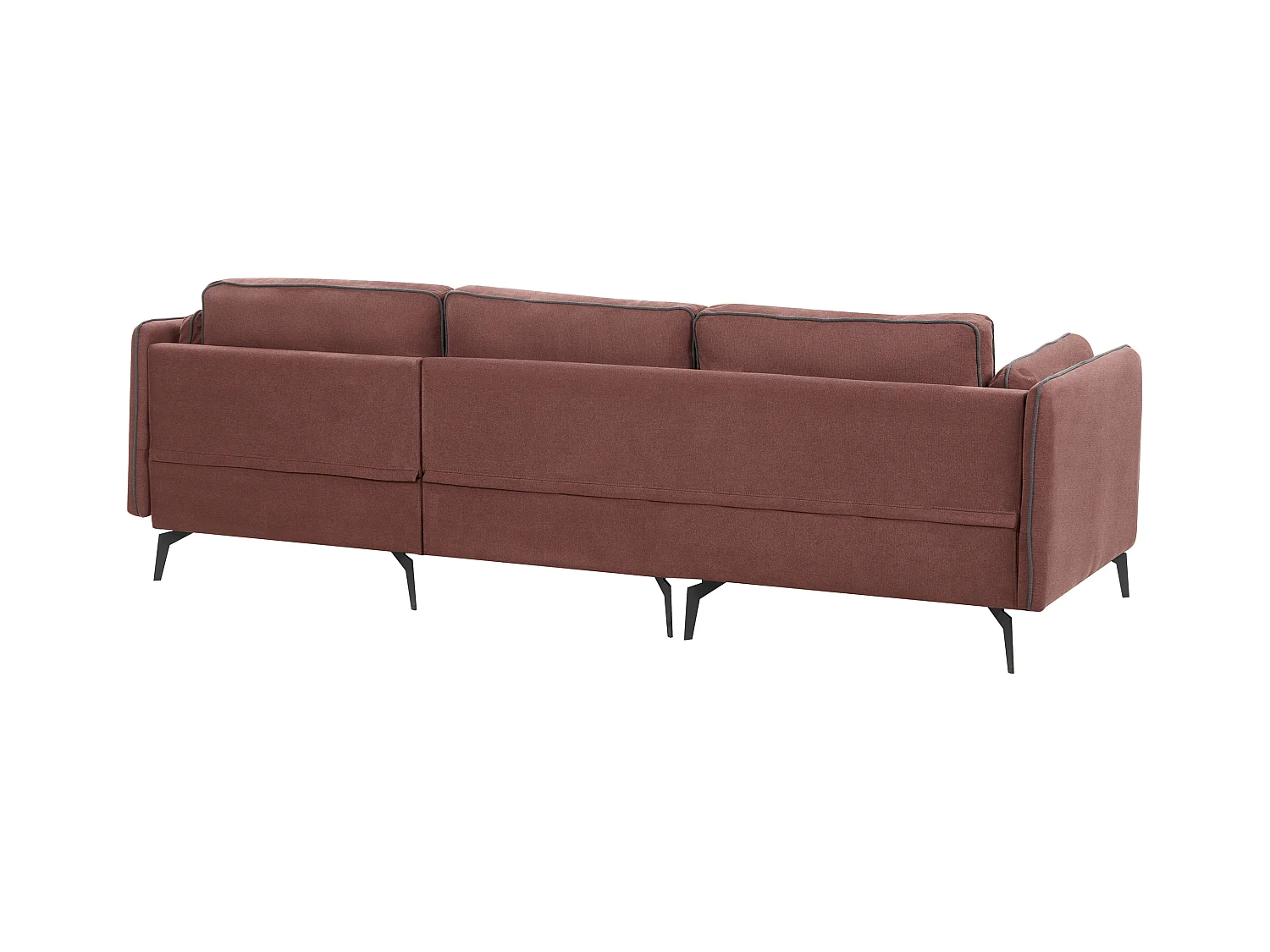 Canapé d'Angle Moderne Côté droite 3 Places avec Coussins Rembourré en Polyester Rouge Bordeaux Altan