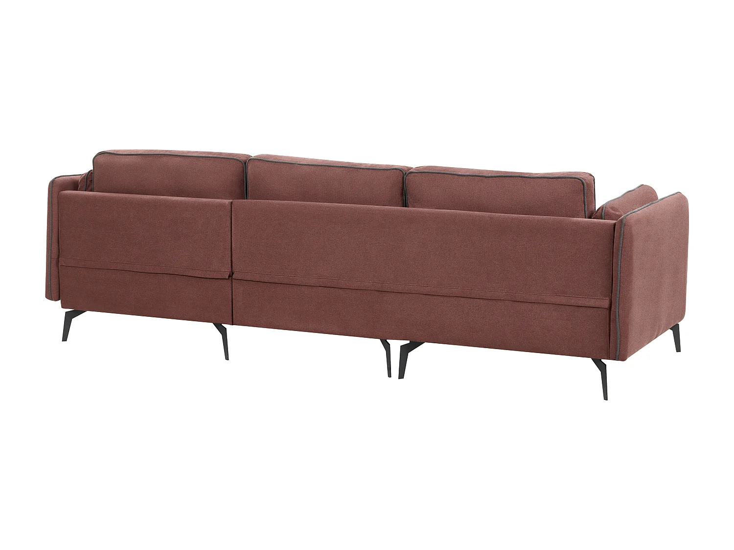 3-Sitzer Ecksofa Stoff rot linksseitig mit schwarzen Metallfüßen Kissen Altan