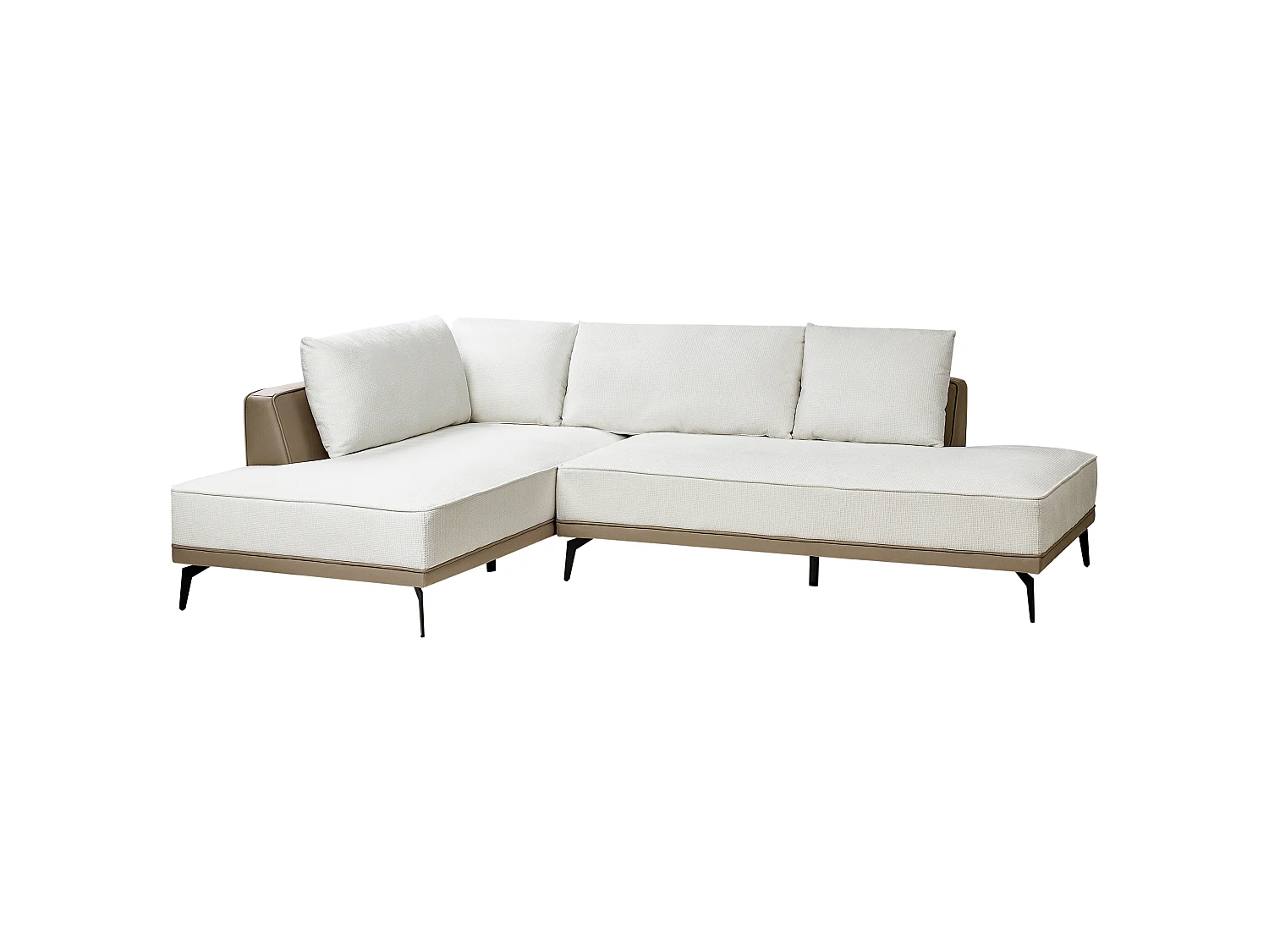 Ecksofa MYKEN Stoff Cremeweiss 3-Sitzer rechtsseitig