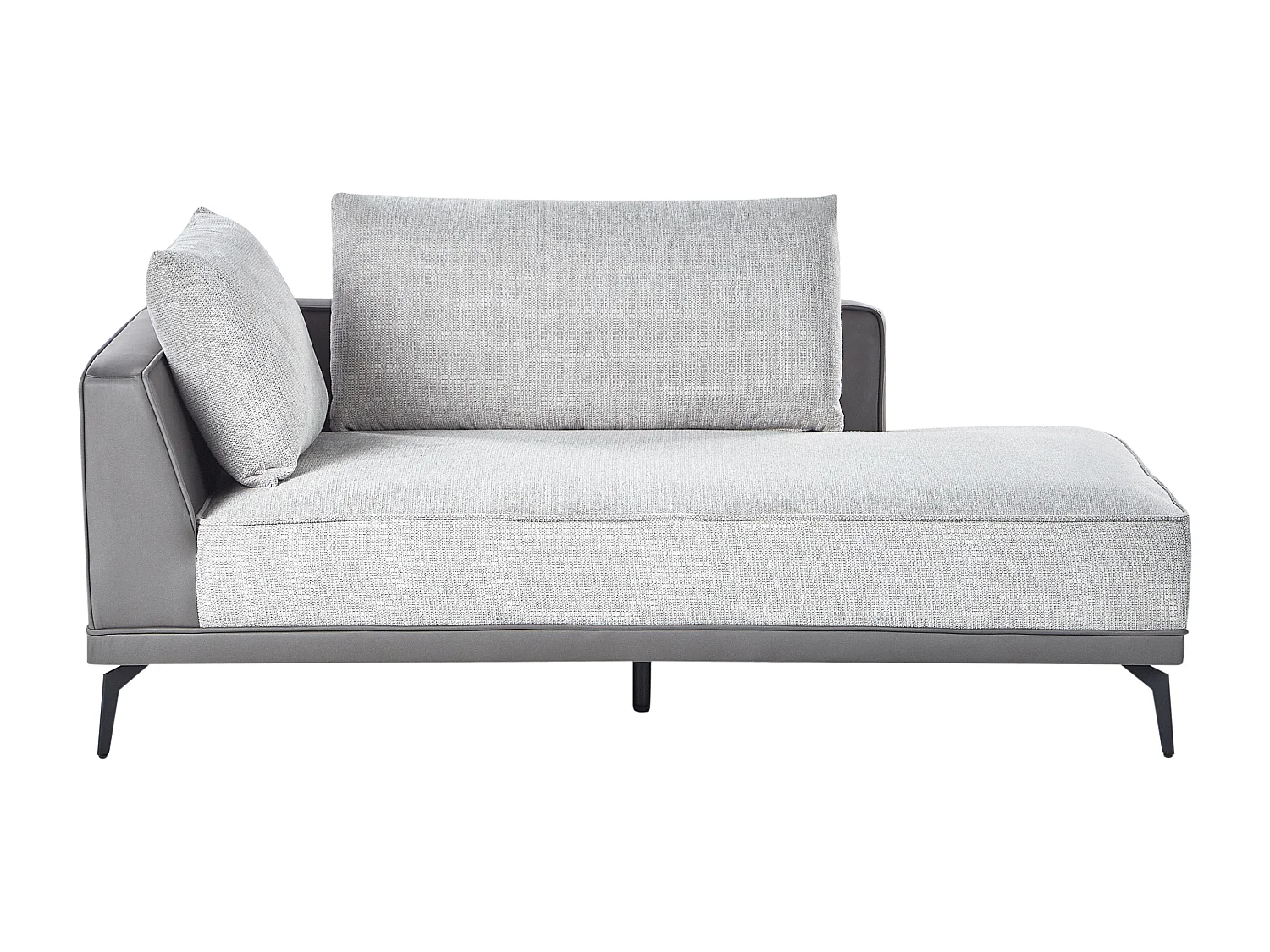 Canapé d'Angle à droite avec Coussins en Tissu Polyester et Similicuir Gris et Noir Myken