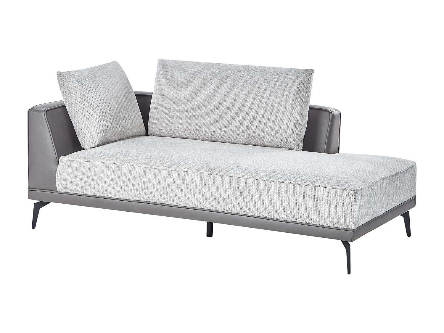 Canapé d'Angle à droite avec Coussins en Tissu Polyester et Similicuir Gris et Noir Myken