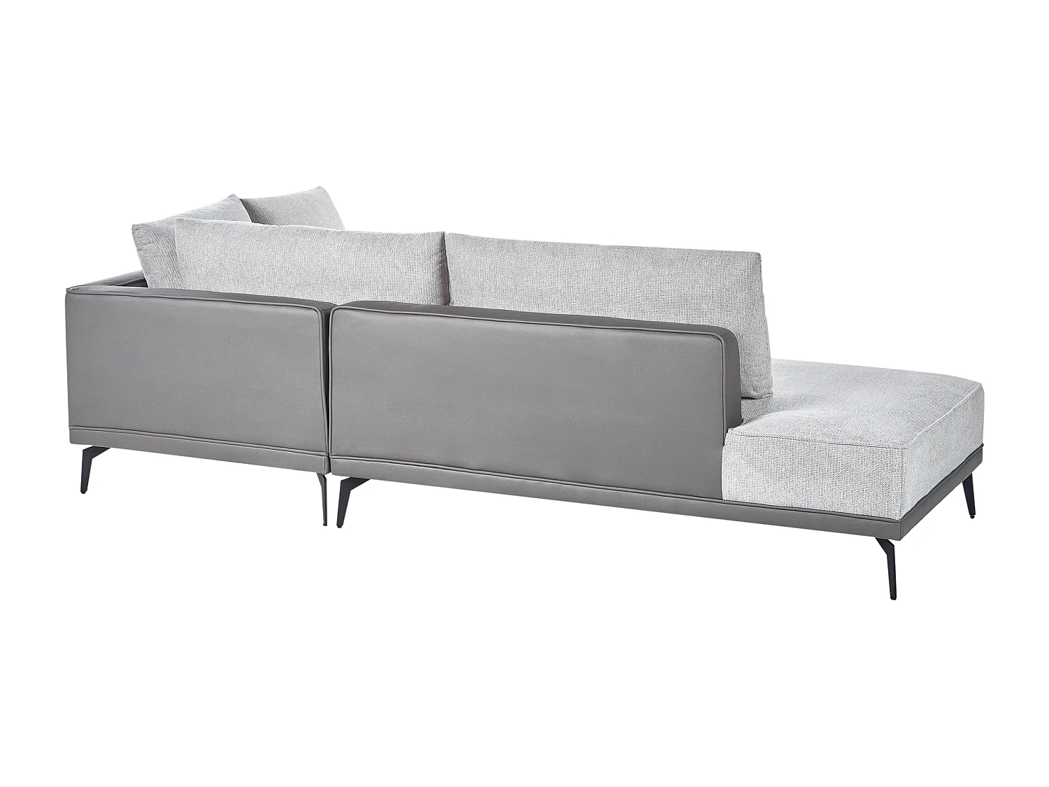 Canapé d'Angle à droite avec Coussins en Tissu Polyester et Similicuir Gris et Noir Myken