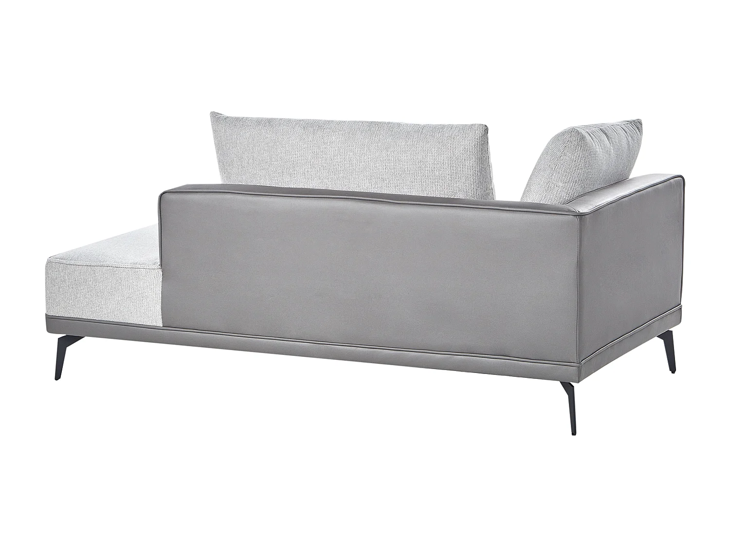 Canapé d'Angle à droite avec Coussins en Tissu Polyester et Similicuir Gris et Noir Myken