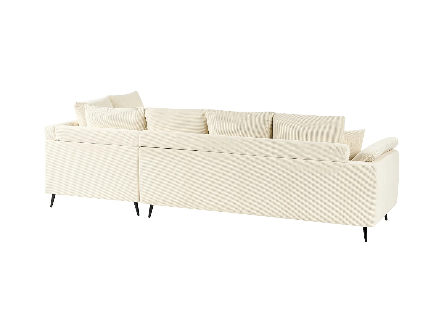 4-Sitzer Ecksofa Cordbezug beige mit schwarzen Metallbeinen Kissen modern Lunner