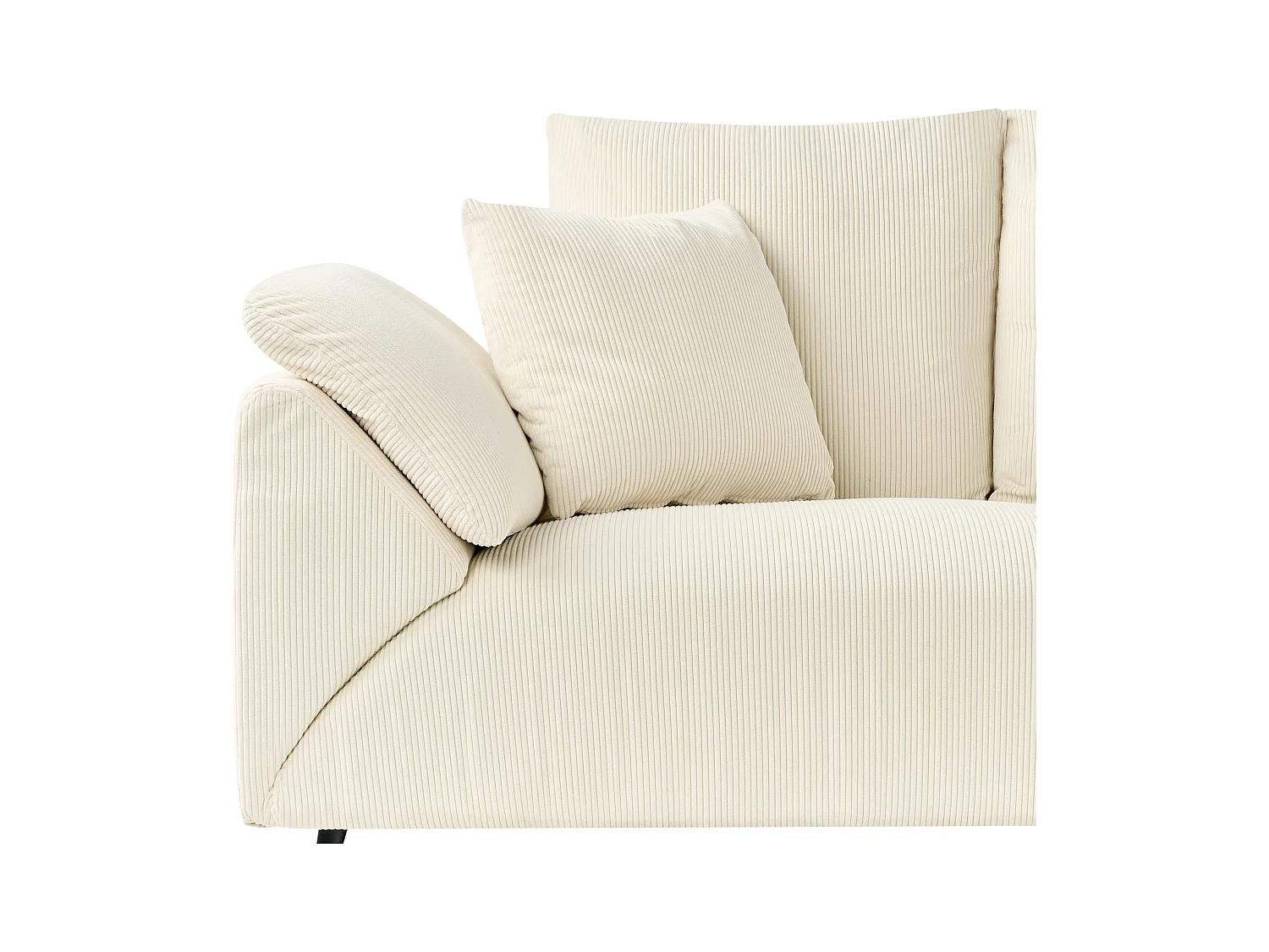 4-Sitzer Ecksofa Cordbezug beige mit schwarzen Metallbeinen Kissen modern Lunner